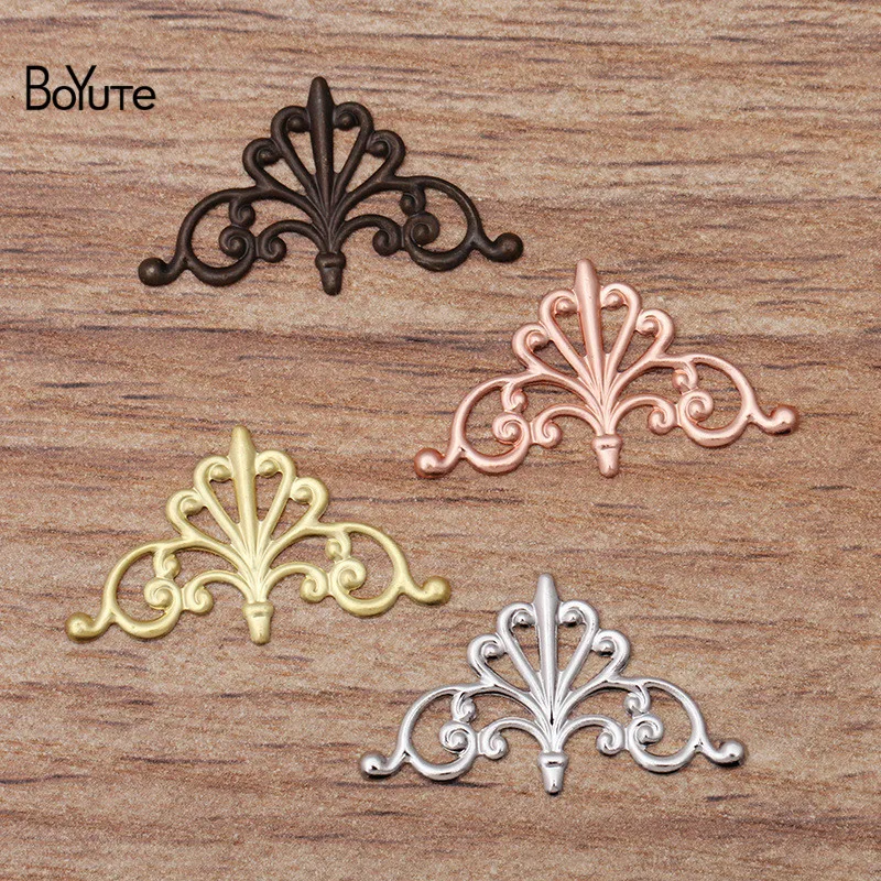 BoYuTe (100 Pieces/Lot) 16*28MM Metal Brass Filigree Findings Diy Hand Made Materials Jewelry Accessories Wholesale