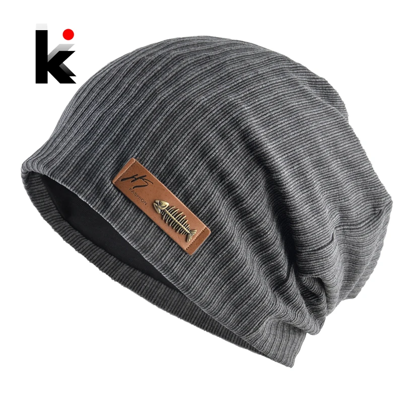 Fashion Beanies Men Women Solid Knitted Hat With Fish Bone Logo Solid Color Bonnet Hats Spring Autumn Casual Hip Hop Turban Cap