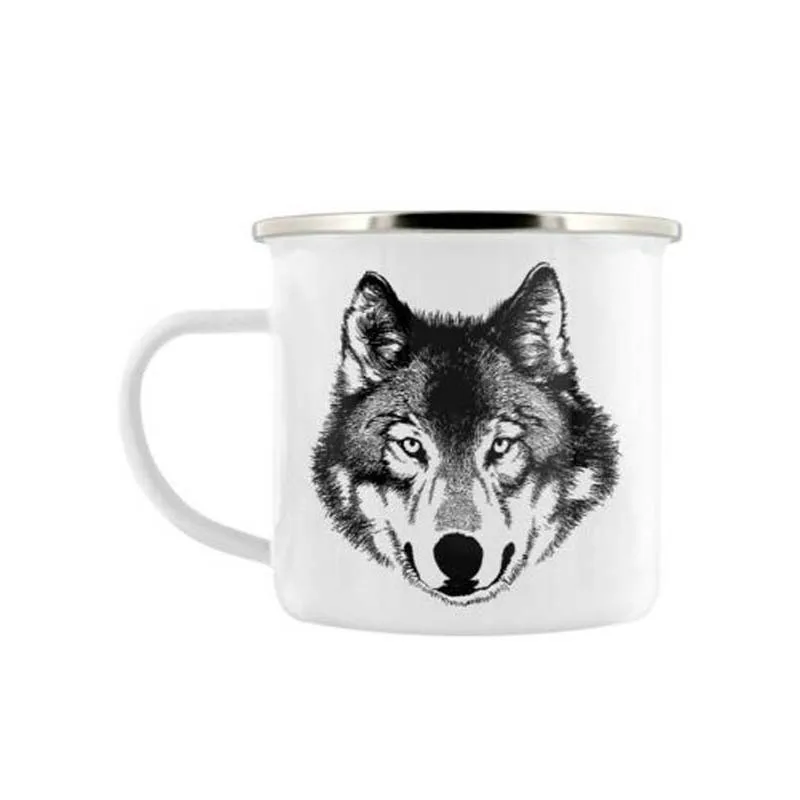 

Stainless Steel Camping Coffee Mug Gift Lupus Enamel Birthday Christmas Outdoors Metal Enamel Campfire Cup