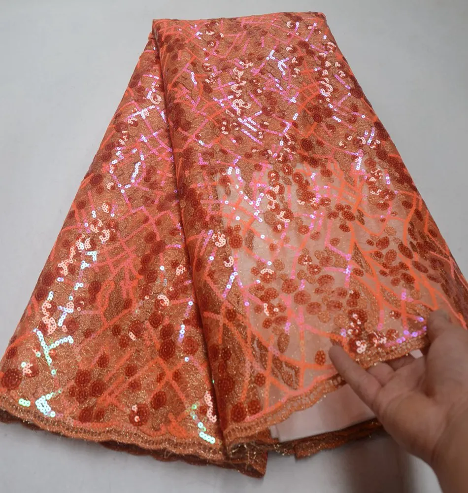 

Latest French Nigerian Laces Fabrics High Quality sequinsTulle African Laces Fabric African French Tulle Lace Fabric ML8188
