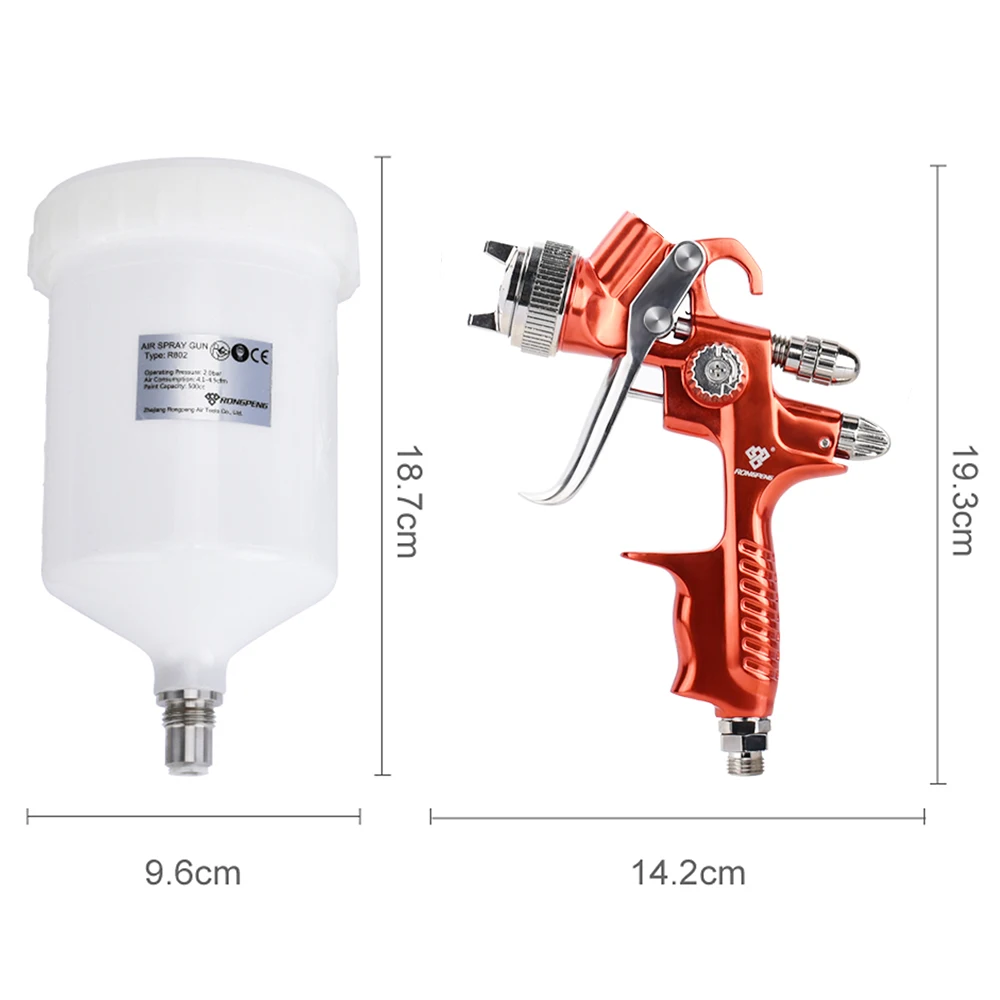 HVLP Spray Gun RONGPENG Professional Pneumatic 1.3mm Nozzle Pneumatic Tool Airbrush For Car Auto Finish Coat Paintingg