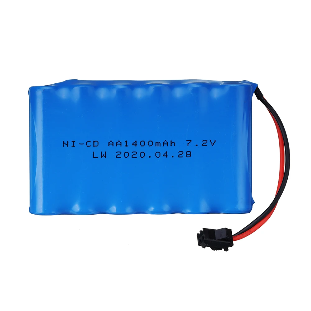 (Sm Plug) 7.2V 1400Mah Nicd Batterij/Lader Voor Rc Speelgoed Auto Tanks Treinen Robot Boot Ni-Cd Aa 700Mah 7.2V Oplaadbare Batterij