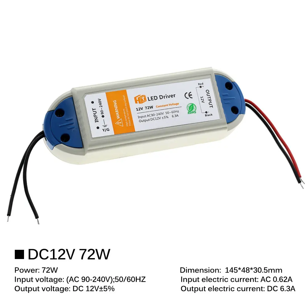 LED Lighting Transformers DC12V 18W 36W 72W 100W LED Driver Power Adapter For LED Strip 12V Power Supply