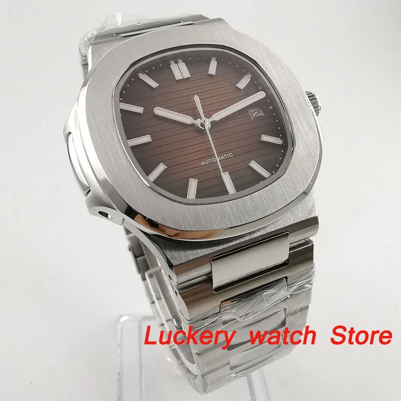 The New 39mm no logo brown dial luminous men's watch saphire glass Automatic wrist watch-BA149