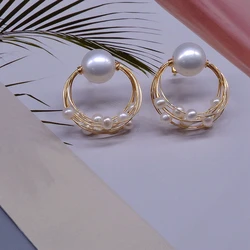 Ladies Earrings Natural Freshwater Pearl Jewelry Handmade Palace Style