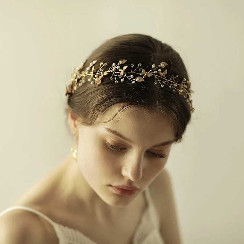 O854 Delicate Bees fancy custom wedding headband hairbands hair accessories for women plain jewelled pearl hairbands for bride