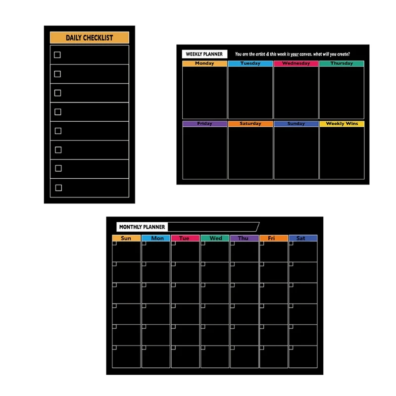 Premium Blackboard for Refrigerator Fridge Chalkboard Black Stain Markers To-do Lists Board Weekly Planner