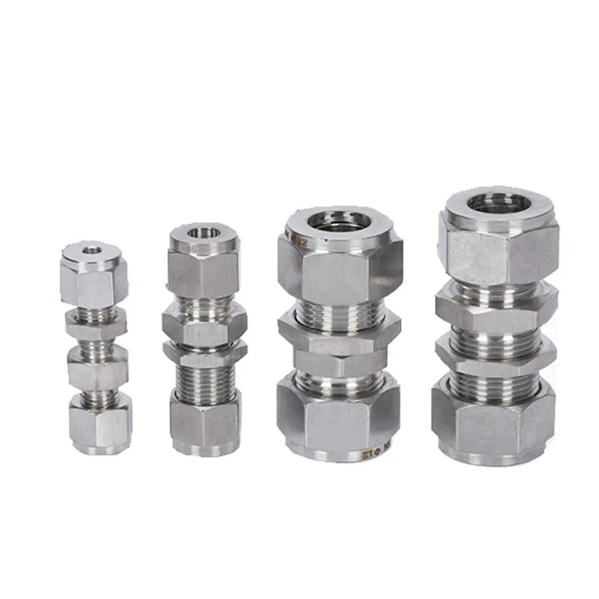 

Fit Tube O/D 3-25mm 1/8" 1/4" 3/8" 1/2" 3/4" 304 Stainless Equal Bulkhead Ferrule Pneumatic Air Compression Fitting