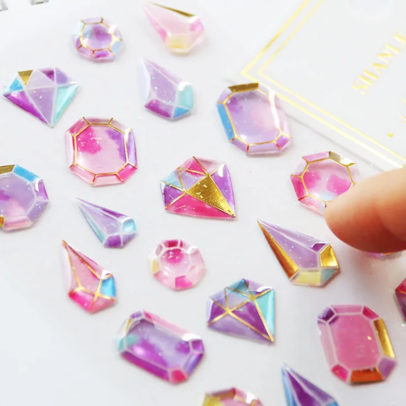 Crystal Diamond Epoxy Sticker Adhesive Craft Stick Label Notebook Computer Phone Decoration Supplies Stationery