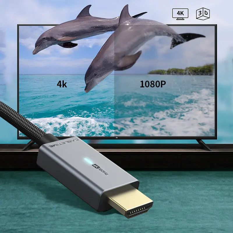 CABLETIME Mini DP HDMI kablosu 4K/60Hz naylon Mini Displayport HDMI adaptör kablosu Thunderbolt 1 2 Acer Dell XPS C324