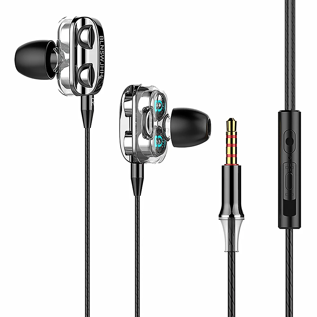High Quality 3.5mm In Ear Earphones Wired Headset For Computer Dual Drive Stereo Sport Earbuds With Mic for iPhone for Samsung
