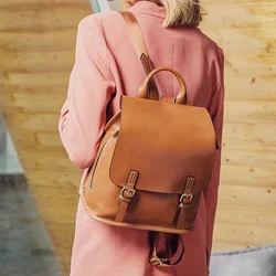 2021 new backpack women bag cowhide large capacity versatile Korean leisure travel bag