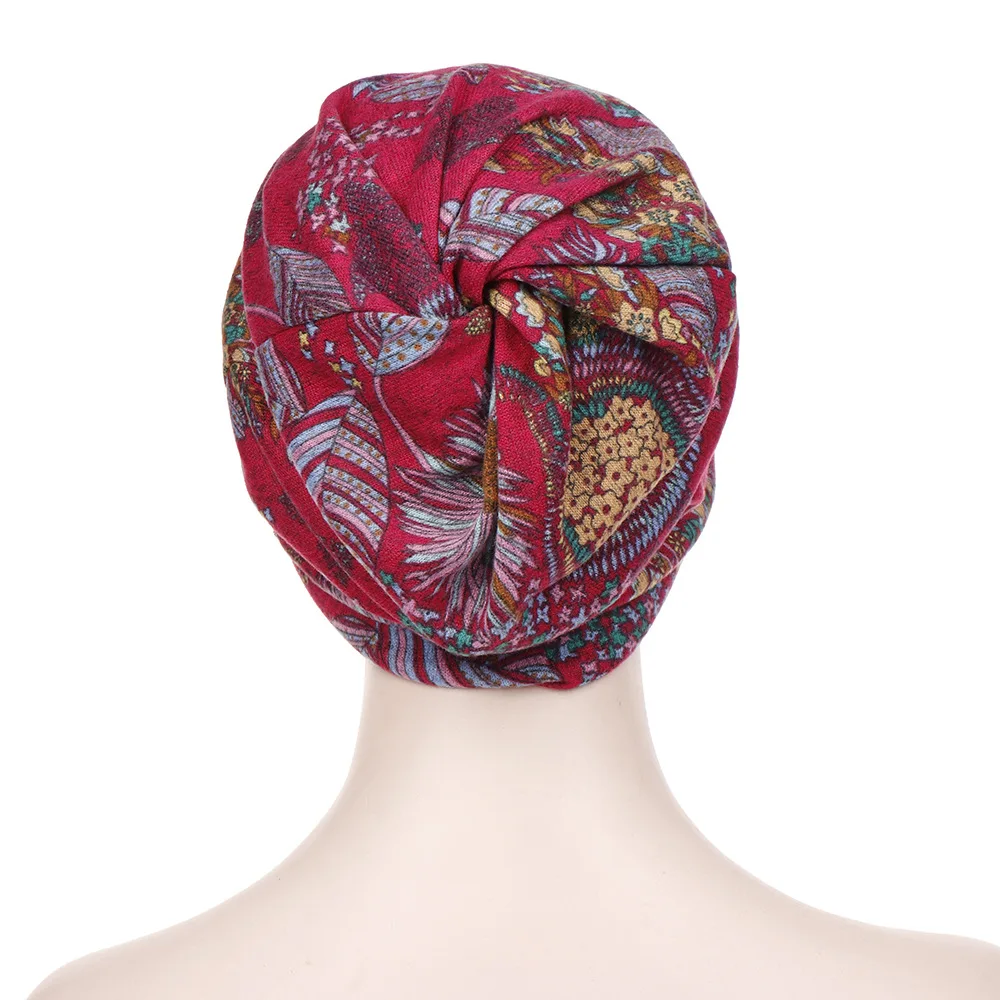 ファッション女性帽子つば花イスラム教徒ターバン女性のコットンアラブインド帽子 underscarf キャップ turbante mujer 化学及血帽子