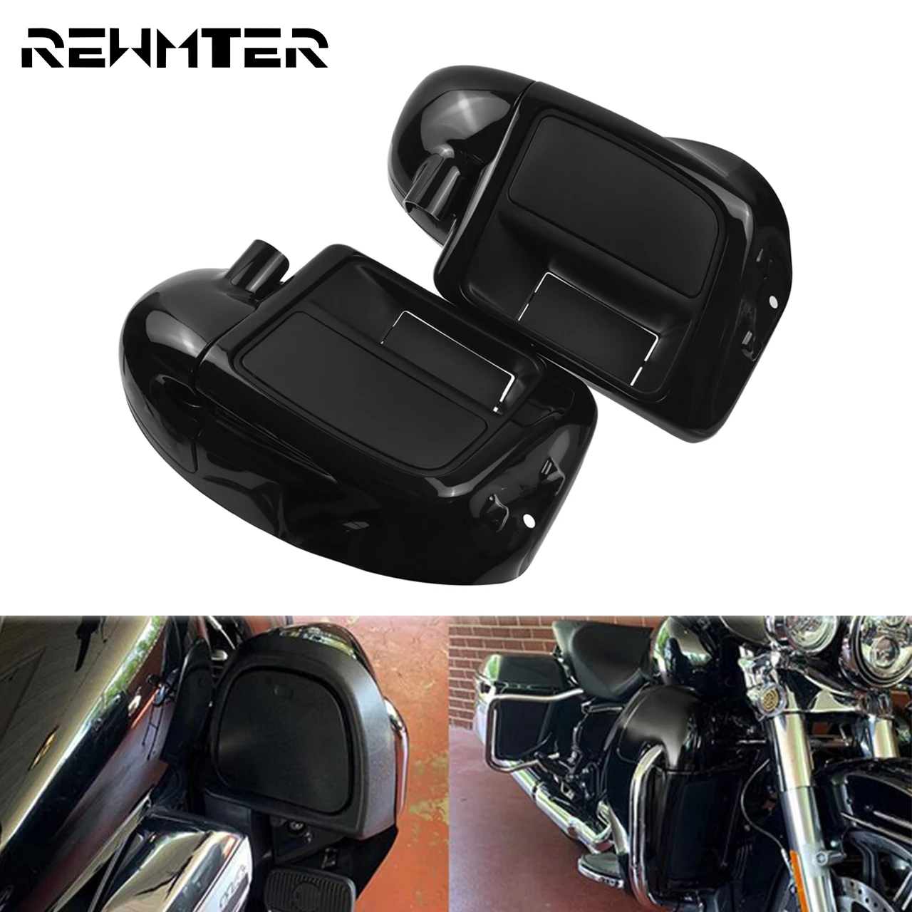 

Motorcycle Gloss Black Lower Vented Leg Fairing Glove Box For Harley Touring Road King Street Electra Glide Ultra FLTR FLH 14-21