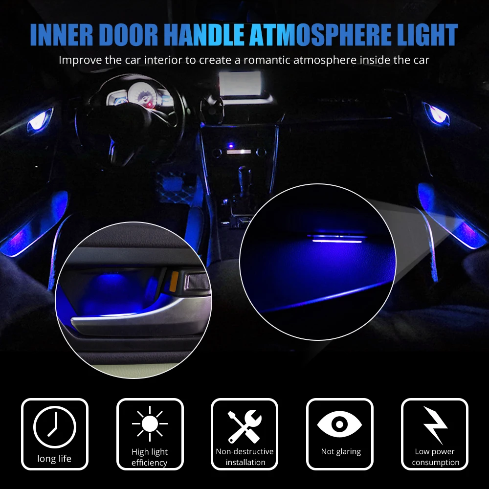 Atmosphere Light RGB LED Eight Models Auto Interior Ambient Inner Door Bowl handle Armrest Light Car Door Decorative Lamp