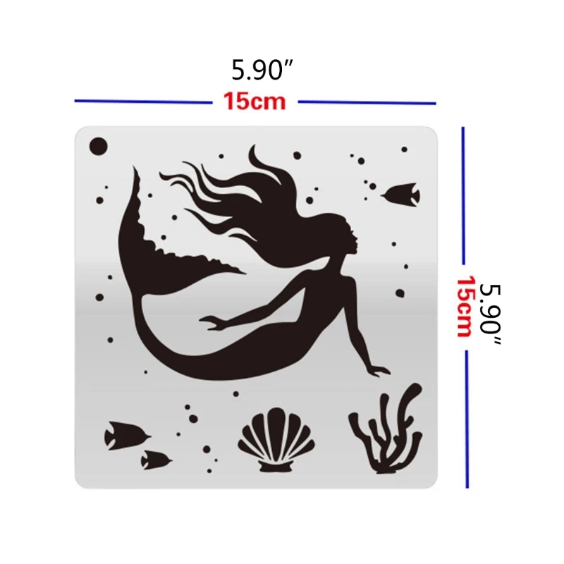 16 Pcs Reusable Painting Marine Life DIY Layering Stencil Set Drawing Templates for Wall Painting School Projects DIY Cr