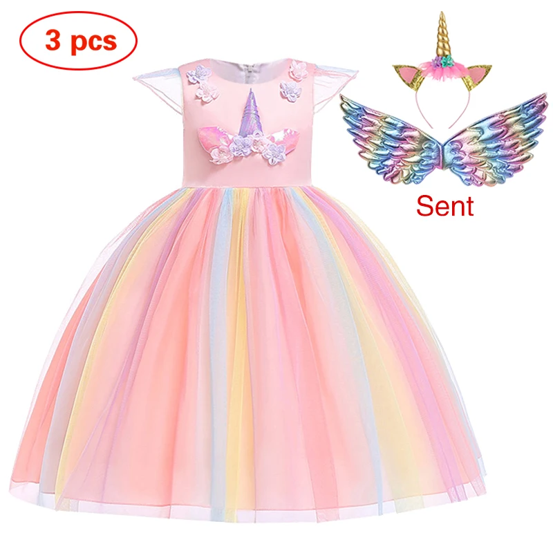 New Unicorn Dress for Girls Embroidery Ball Gown Baby Girl Princess Birthday Dresses for Party Costumes Children Clothing image 4