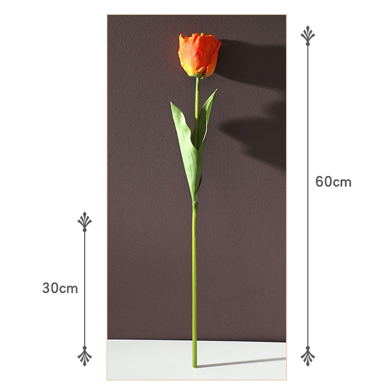 1pcs New Silk Luxury Parrot Tulip 60cm Artificial Flower Real Touch Fake Flower Bouquet For Wedding Decoration Home Garen Decor