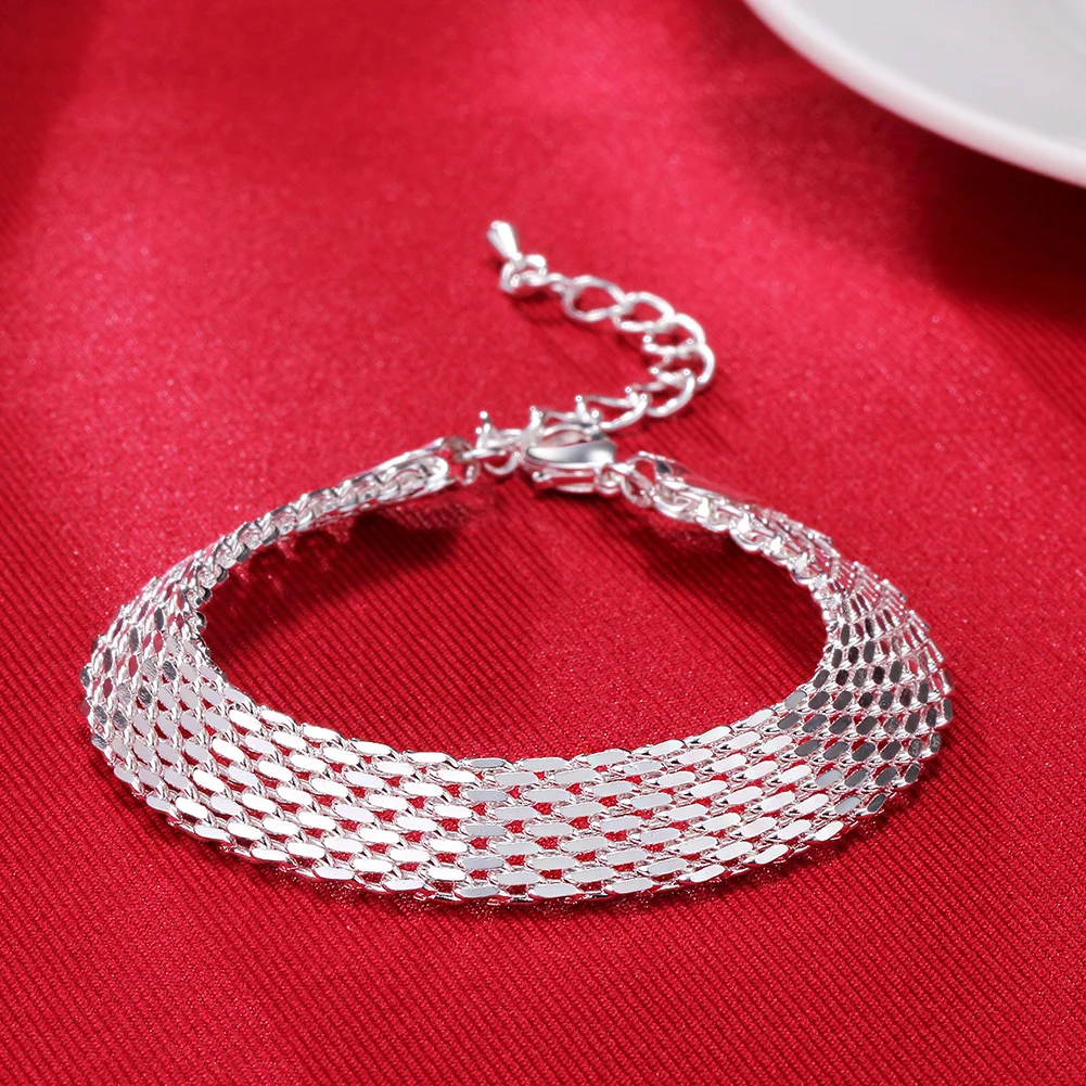 Hot new 925 sterling silver Bracelets for women Exquisite fashion weaving chain  Wedding party Christmas gifts Jewelry