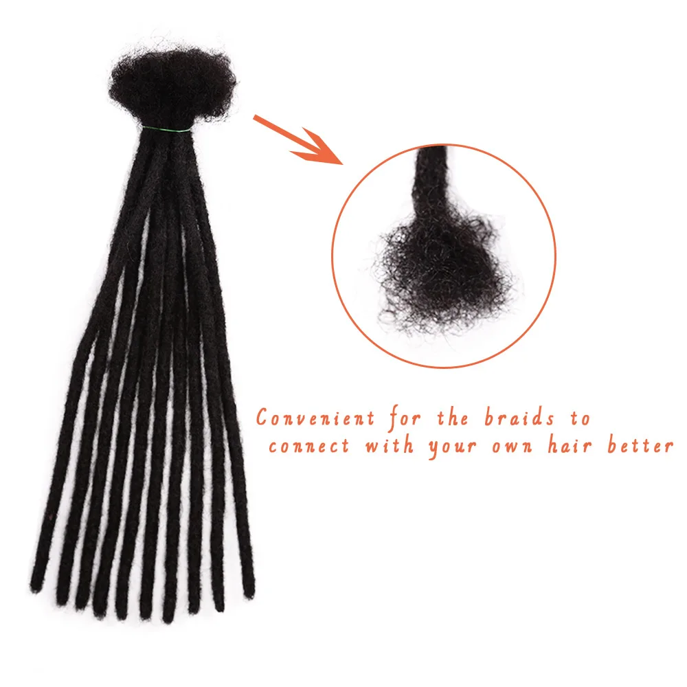 Extensiones de cabello trenzado de ganchillo para mujer, trenzas de rastas hechas a mano, material de cabello Natural, color negro