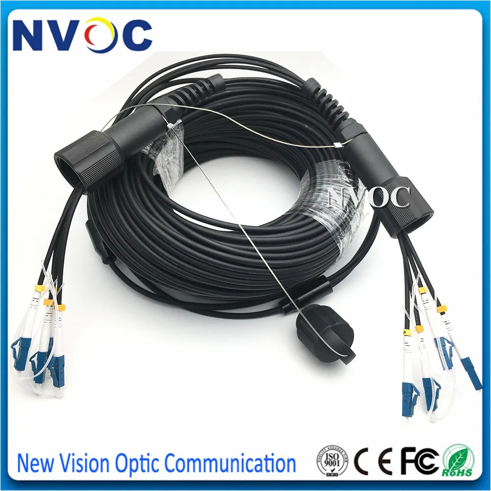 

4Cores 50M SM OM1 OM2 OM3 G657A PDLC/UPC(4Fibers) Fiber Optic Jumper,4C LC/SC/FC/STUPC Armored Optic Patch Cord Cable Connector