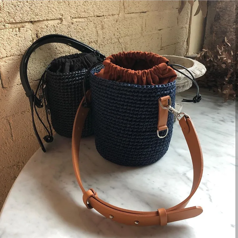 2023 New Handmade Weave Bag Bucket Bag Set Leather Wide Bag Strap Bottoms With Hardware Accessories For DIY Handbag #D