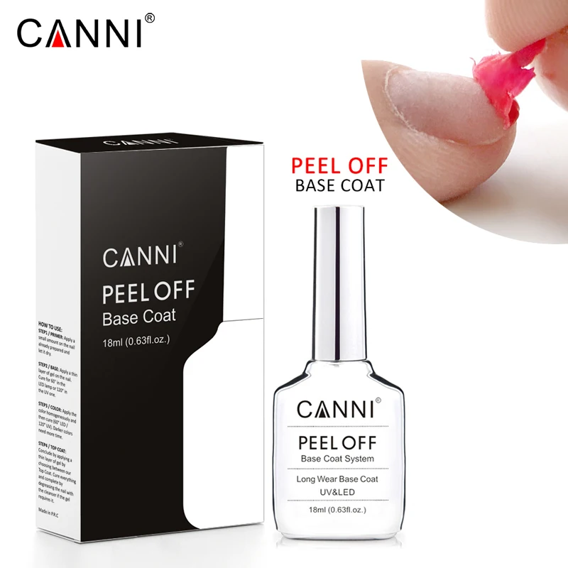 CANNI 18 ml TPO HEMA-freier Gel-Nagellack, langlebig, kein Abwischen, heller Decklack, abziehbar, Basismantel-Lack, UV-LED, DIY-Salon
