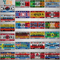 30X15CM Colombia Canada Australia National Flag Tin Metal Sign Plaque Wall Pub Shop Home Art Garage Decor Gift Poster DC-1512A