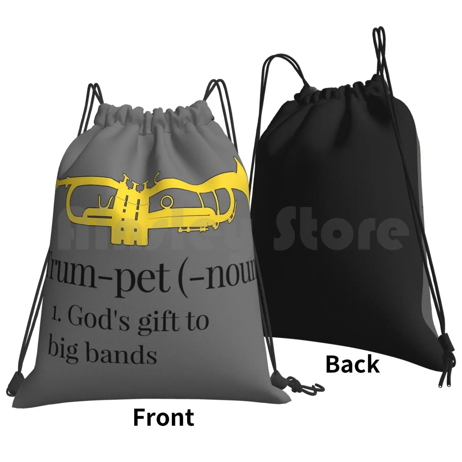 Funny Trumpet Gift , Trumpet-God's Gift To Big Bands Backpack Drawstring Bag Riding Climbing Gym Bag Trumpet Trumpeter Brass