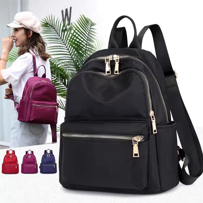 Vento Marea Black Women Backpack 2019 Nylon Travel Shoulder Bag Soft School Bag For Teenage Girls Solid Color Red Bag Pack Purse