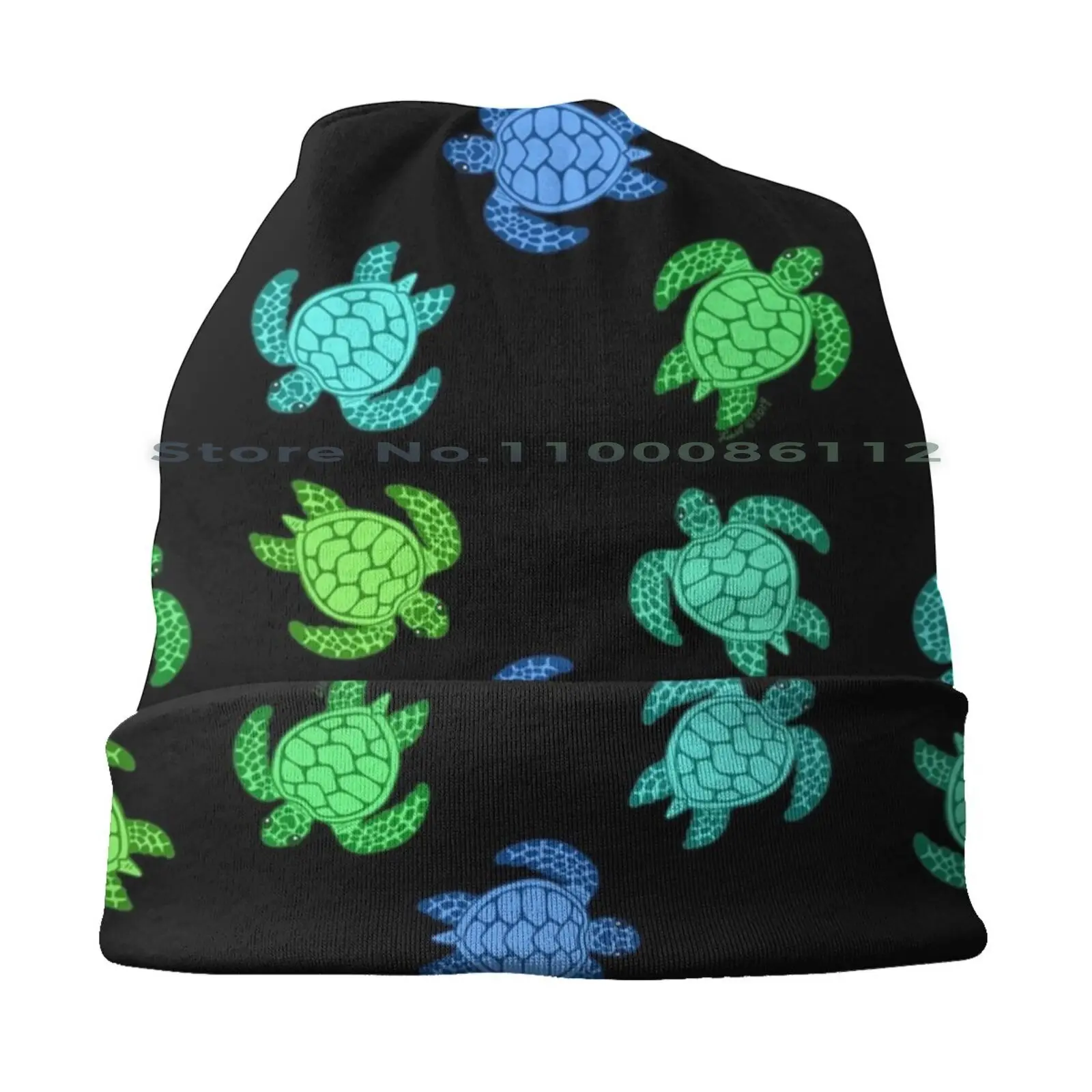 Cool Honu Beanies Knit Hat Liesl Schindler Honu Sea Turtle Hawaii Ocean Moana Wildlife Scuba Surfer Brimless Knitted Hat