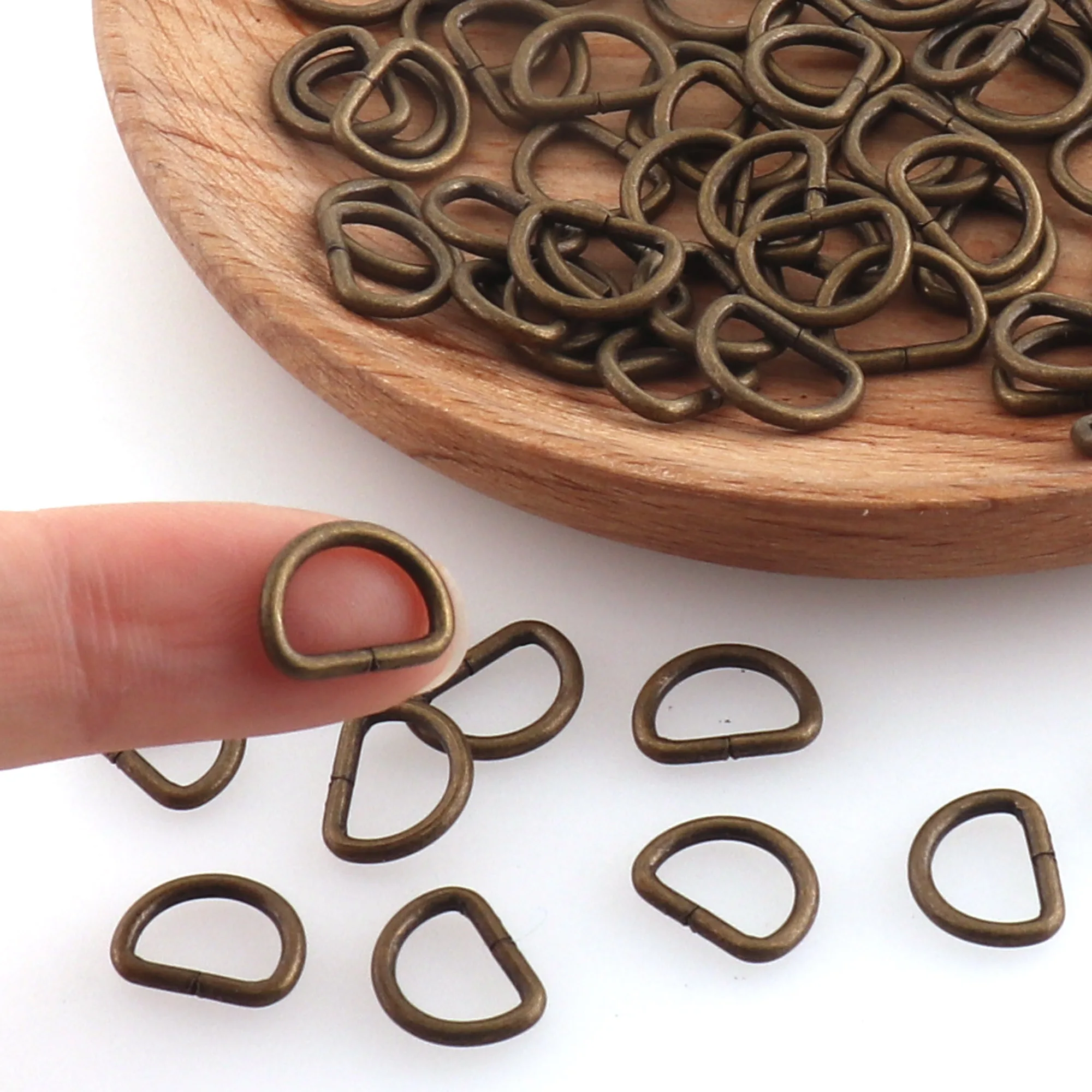 Bronze Metal D Ring 10mm Sewing D-rings Strap Purse Ring D Circle for Handbag Bag Purse Hardware D Loop Lanyard Leather Craft