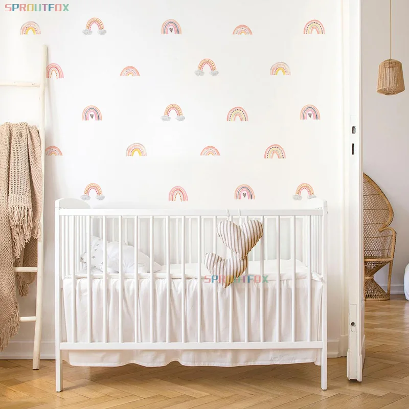 Trendy Bohemia Pink Rainbow Removable Wall Stickers Nursery Art Decal Home Decoration Baby Room Girls Bedroom Vinyl Poster