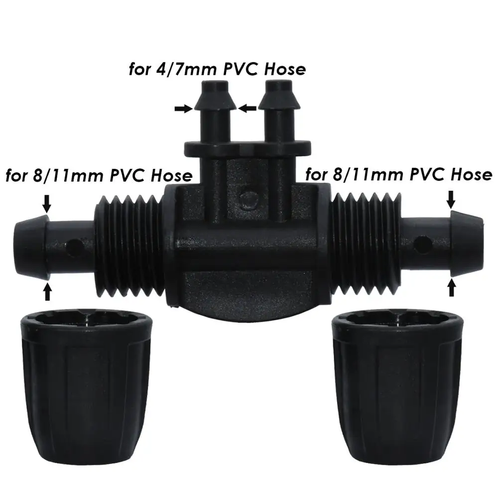 KESLA 5 sztuk ogród nawadniania kropelkowego 4-drożny wąż podlewania złącze w/ Lock 3/8 \'\'do 1/4\'\' dla 8/11 do 4/7mm rury kolczasty adaptery