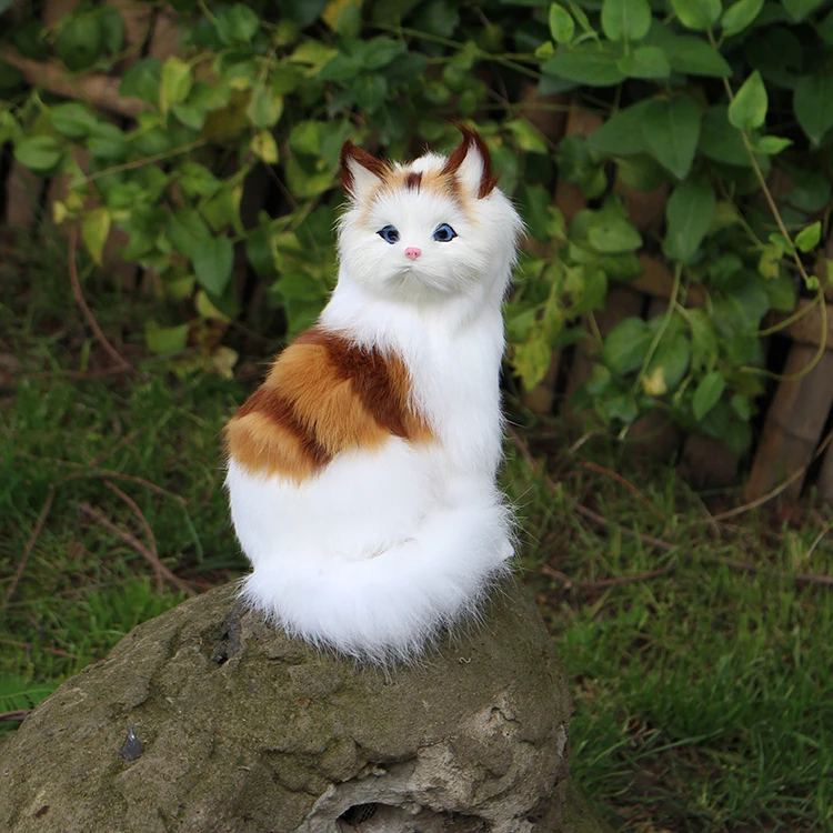 20x14x14cm simulation animal squatting cat hard model plastic& furs cat handicraft ornament decoration gift d0401