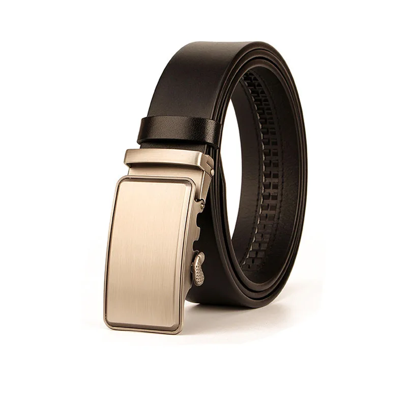 high quality Men's Automatic Buckle Belt Italian Vegetable Tanned Pure Leather Simple Casual Suit Automatic Belt