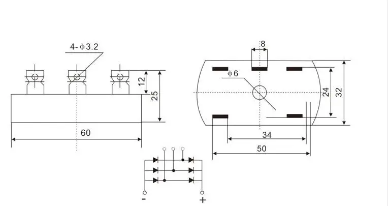 Original 50A 1200V Aluminum Metal Case 3 Phase Diode Bridge Rectifier 50Amp SQL50A Module SQL50A1200V