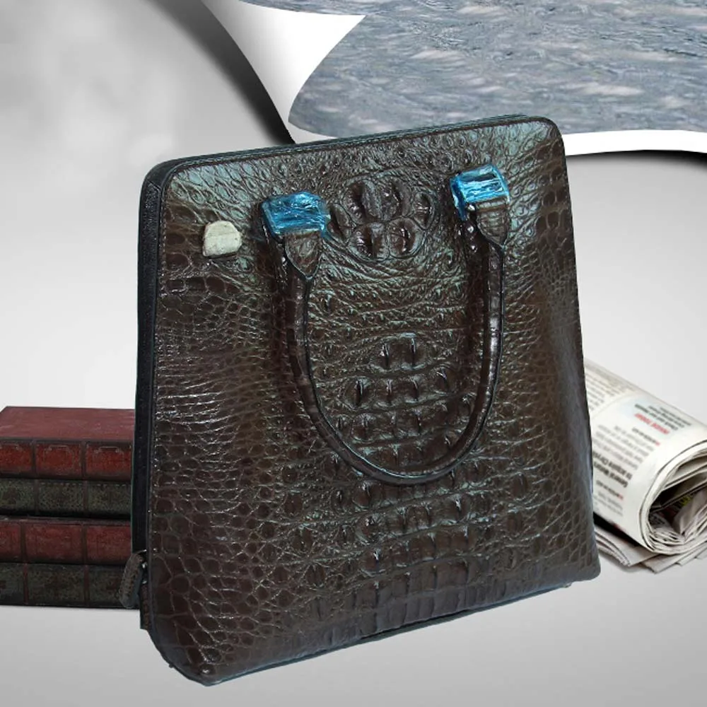 hulangzhishi No stitching  crocodile  Single shoulder bag  Vertical section  male  handbag  male crocodile bag  Men bag