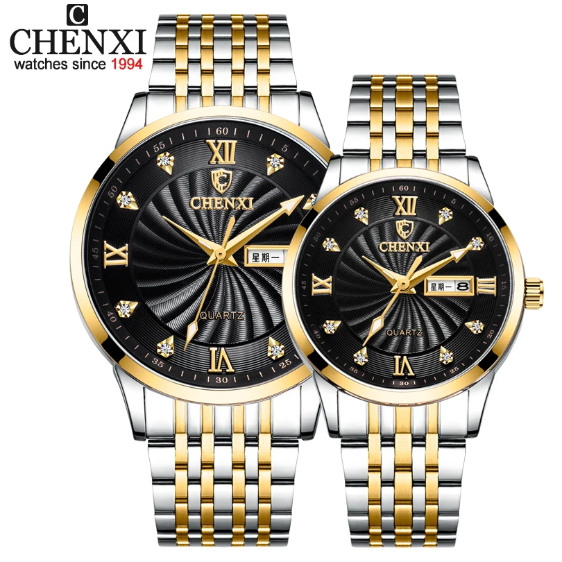 Chenxi-Relojes de pulsera de cuarzo para hombre y mujer, cronógrafo de lujo, resistente al agua, 8212a