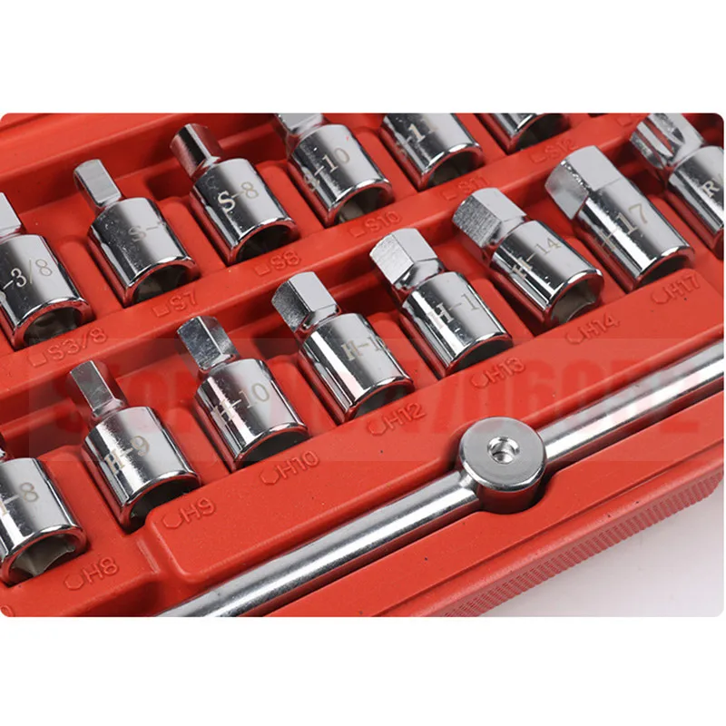 18 PCS Oil Drain Pipe Plug Socket Set Screws Removal Tool Triangle Square Hexagon T-bar Remover Sleeve Special Tools