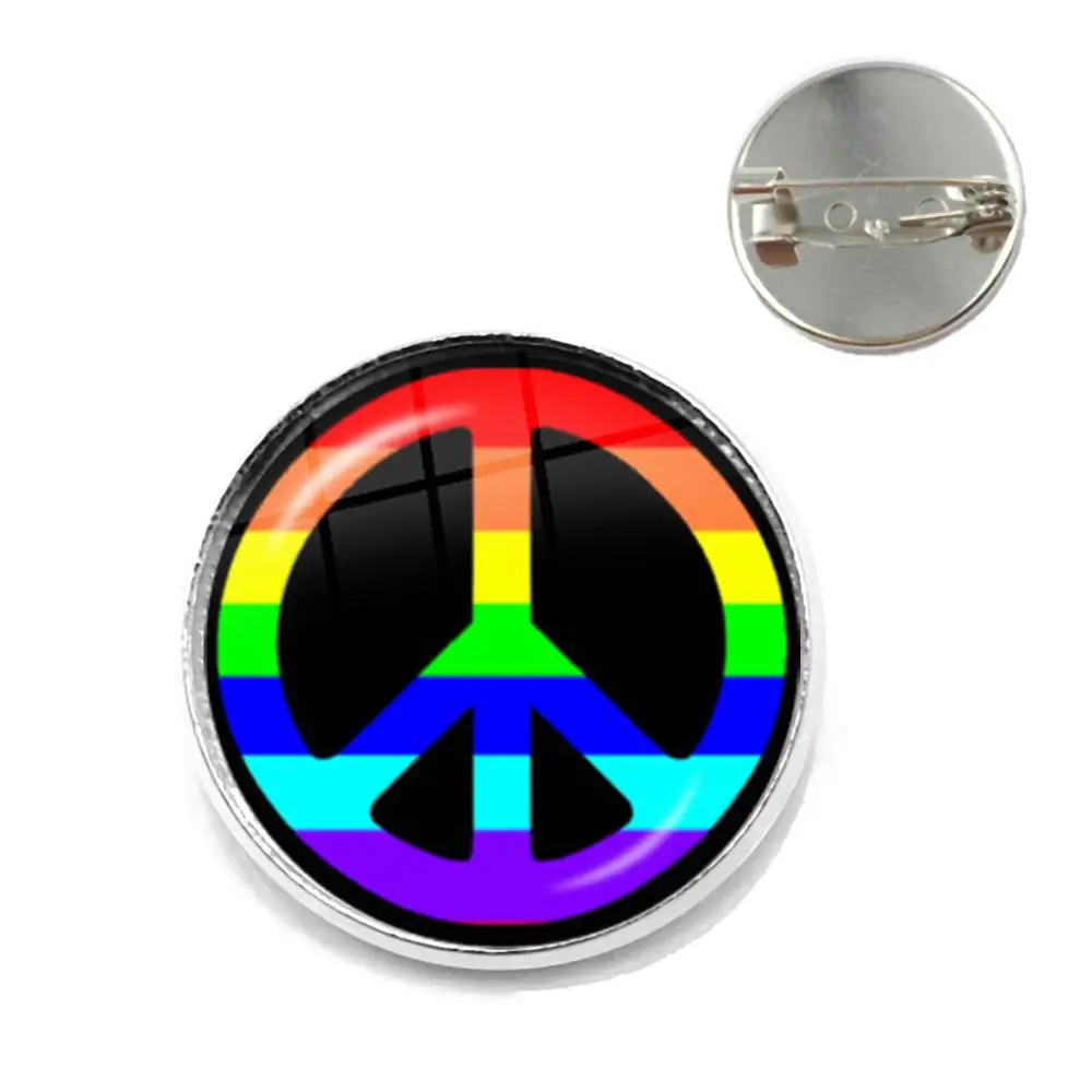 Bi Pride Brooches LGBT Hypoallergenic Gay Pride Collar Pins Jewelry Rainbow Flag 20mm Glass Cabochon Jewelry For Women Men Gift