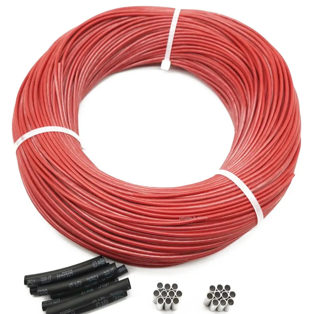 2mm 3mm  12K 33Ω Silicone rubber Jacket  carbon fiber heating cable, floor heating wire, new infrared high-quality heating cable