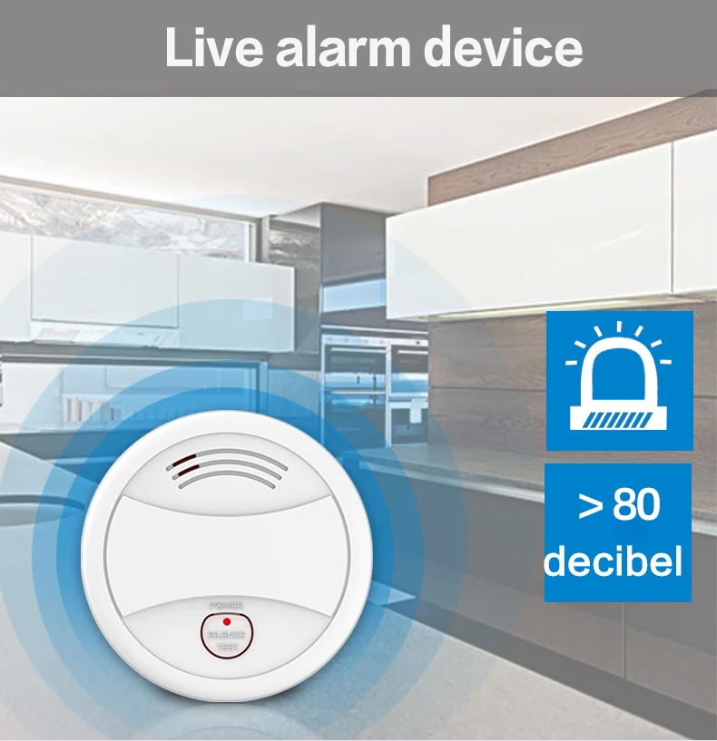 GauTone PA443W WiFi Smoke Alarm Tuya Smart Life Fire Protection Smokehouse Alarm System Home Security Smoke Detector