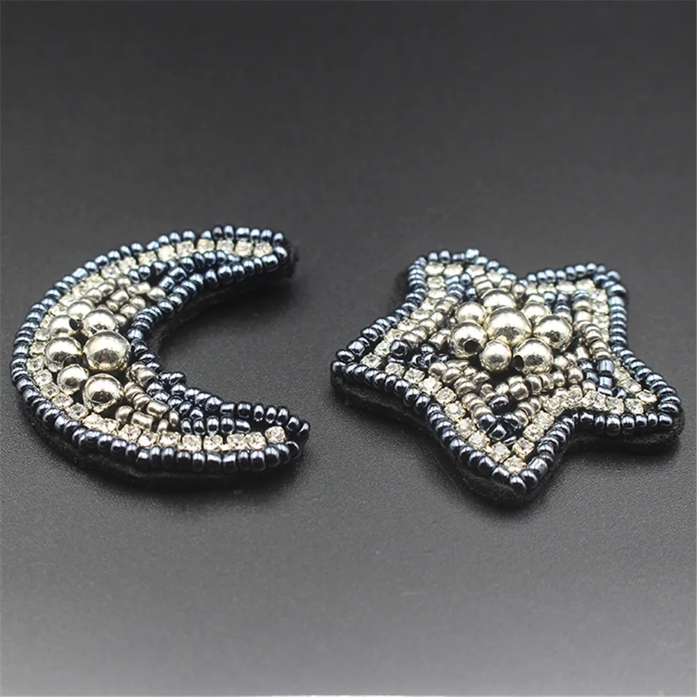 AHYONNIEX Promotion 1PC beads moon star patches applique sew on clothes shoes bags decoration DIY patch