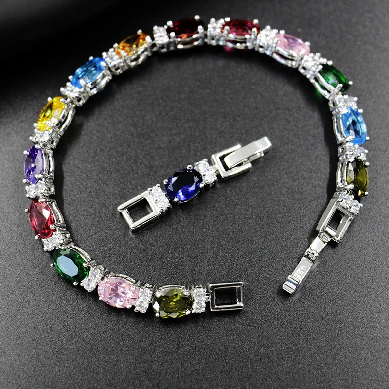 Cellacity Silver  Jewelry Gemstones Bracelet for Women Oval Zircon Trendy Female Fine JewelryValentine\'s Day gift Wholesale
