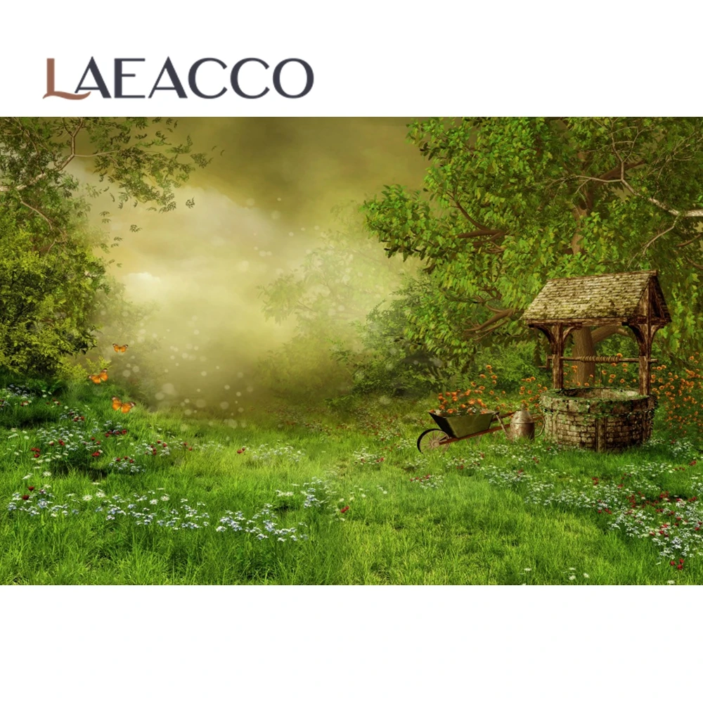 Laeacco-إكليل من عشب الربيع الأخضر ، خلفية للتصوير الفوتوغرافي لاستوديو الصور ، زخرفة حديقة ، حديقة ، مناظر طبيعية