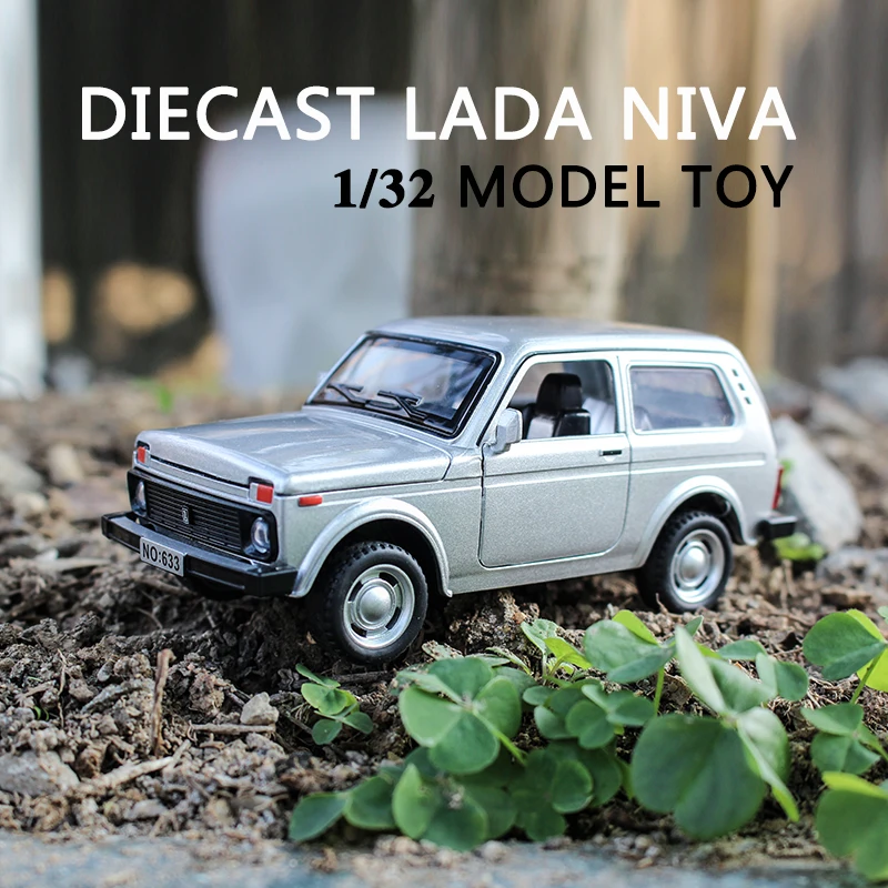 Coche de juguete lada niva fundido a presión con luz de sonido y función de retroceso