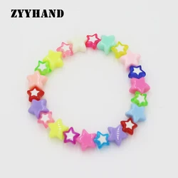 Multi Color Star Women Plastic Beads Bracelet Girl Small Charm Rainbow Elastic Lady Party Cute Wrist Jewelry