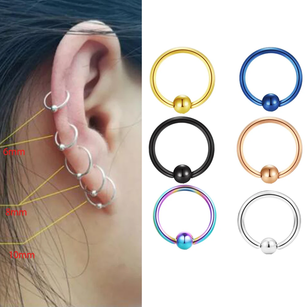 

Wholesales 20G 16G Stainless Steel Body Jewelry Ball Eyebrow Ear Navel Belly Lip Piercing Bar Ring 8mm Captive Cartilage Hoop