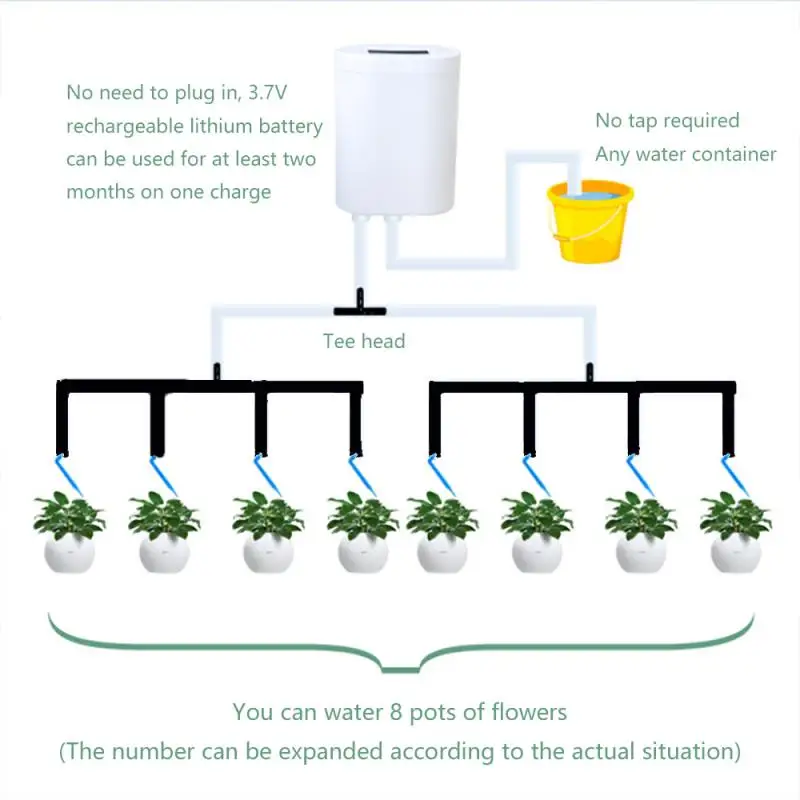 2/4/8 Head Garden Auto Watering Equipment Plant Drip Irrigation Tool Water Pump Sprinkler System Controller Automatic Irrigation